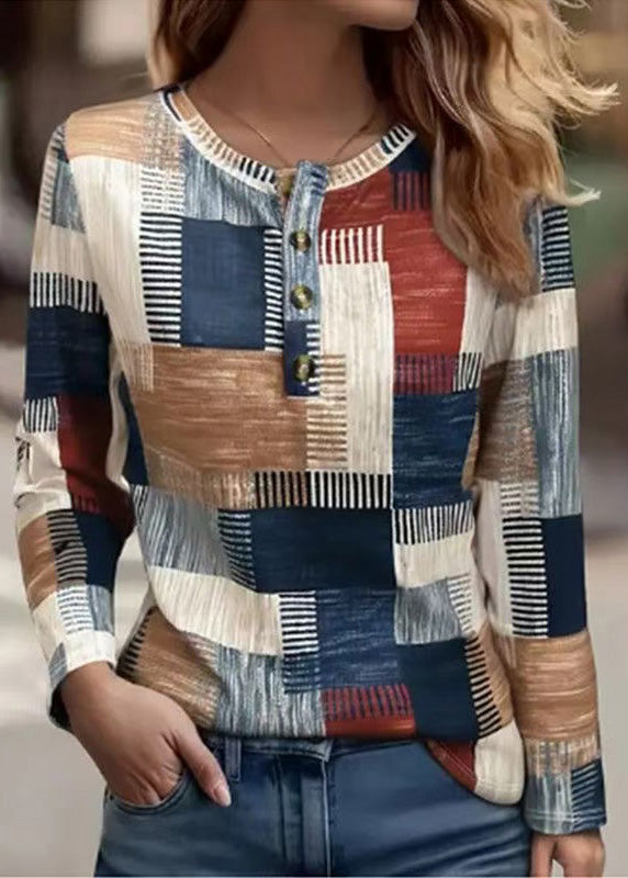 New T-Shirt Cotton Printed Sleeves Long Casual