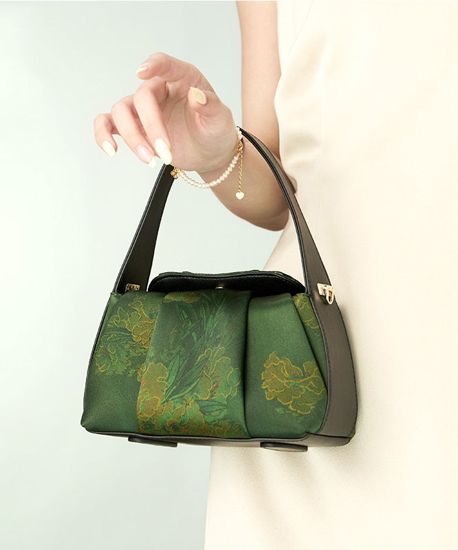 Tote New Embroidered Green Silk Bag Retro