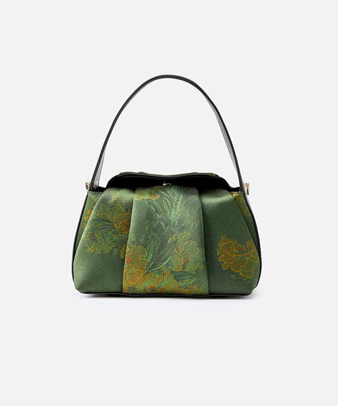 Tote New Embroidered Green Silk Bag Retro