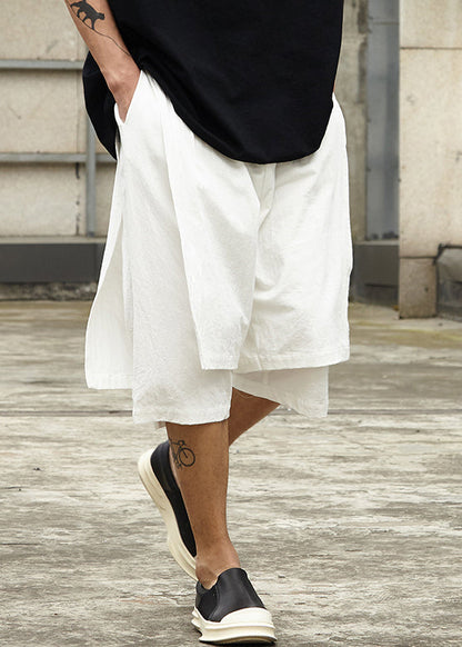 New Two Pockets Pieces Shorts Cotton Men Summer False White