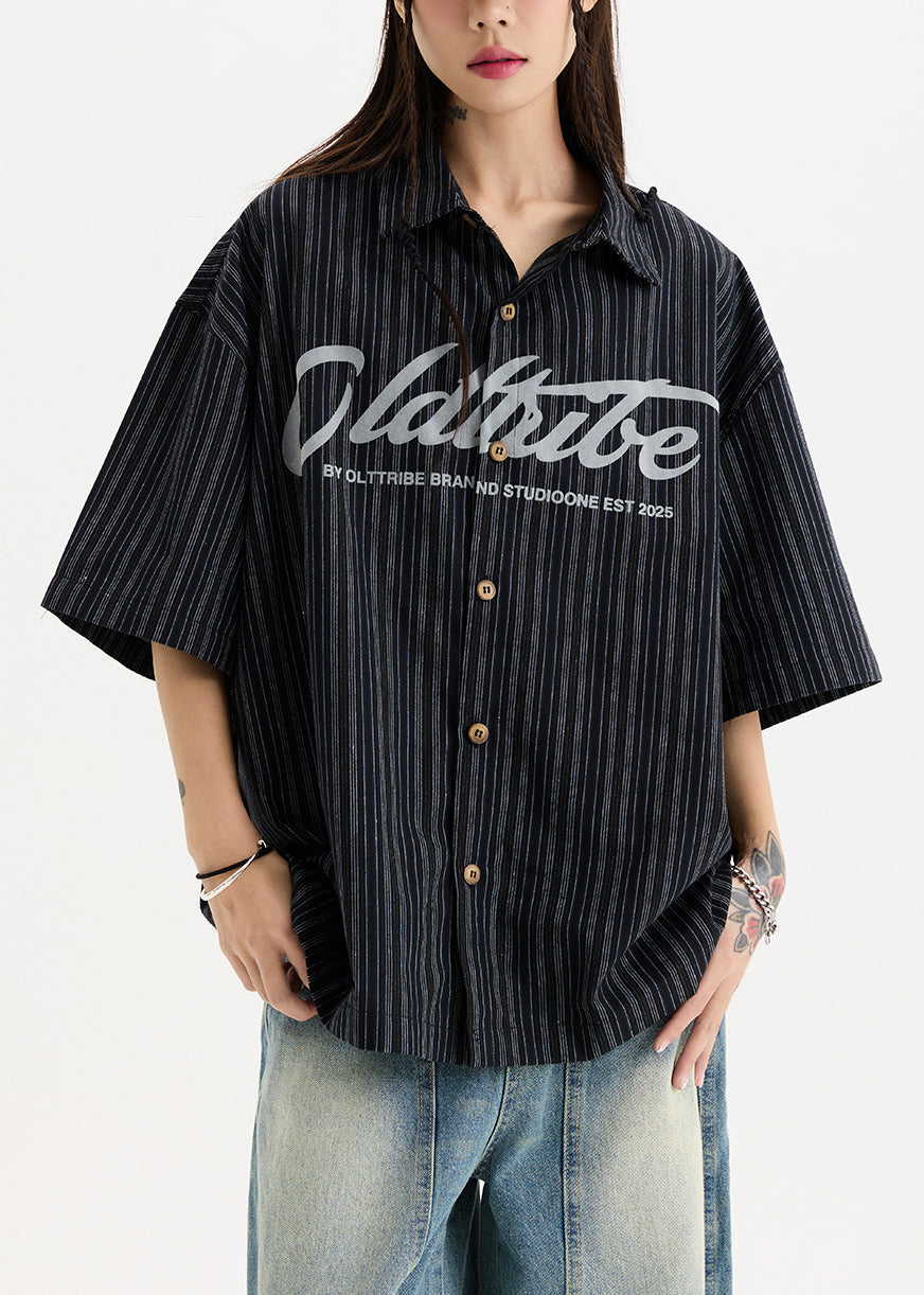 Sleeve Button New Men Shirts Oversized White Half Cotton Print