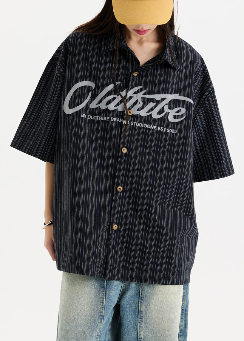 Sleeve Button New Men Shirts Oversized White Half Cotton Print