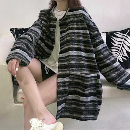 Soft Striped Cardigan Sweater