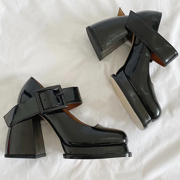 Black Square Mary Jane Heels