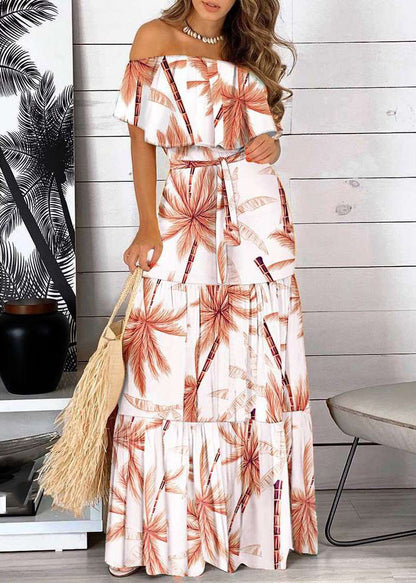 Slash Patchwork Long Summer Neck Tunic Red Organic Dresses