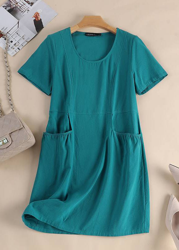 Long Sleeve Pockets Organic Short Dress Solid Patchwork Yellow