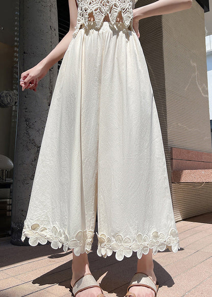 Leg Cotton Floral Original Black Patchwork Wide Pants Design