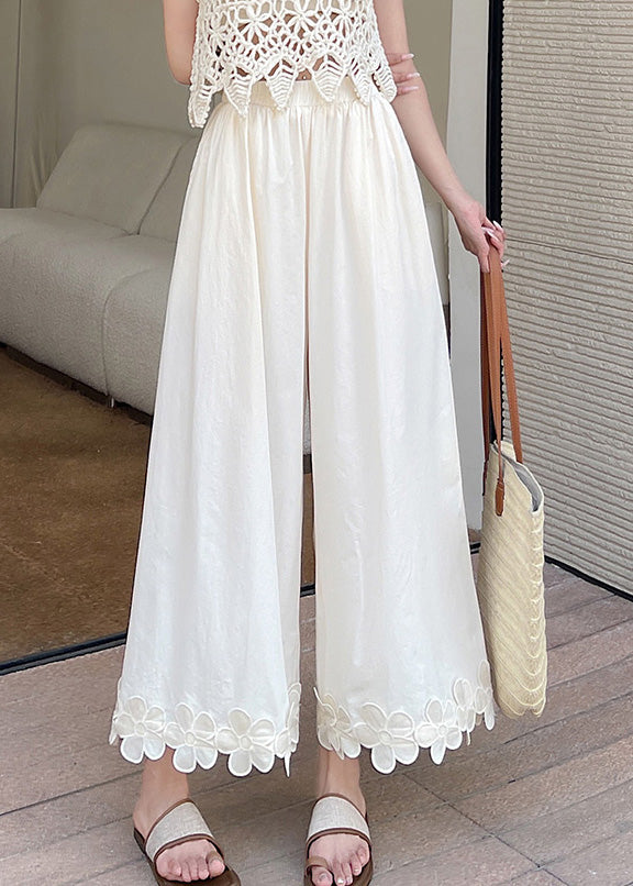 Leg Cotton Floral Original Black Patchwork Wide Pants Design