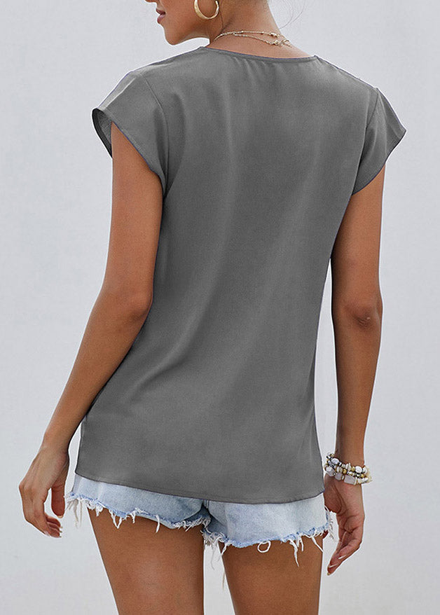 Orange Short Print Sleeve O-Neck Original Design Top