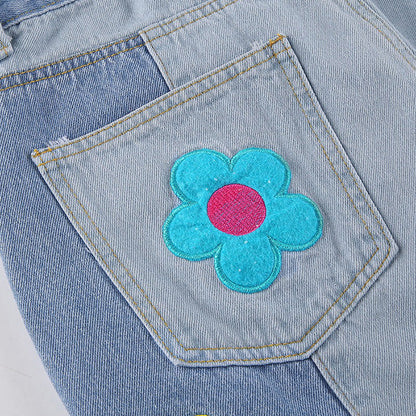 Colorful Flowers Denim Jeans