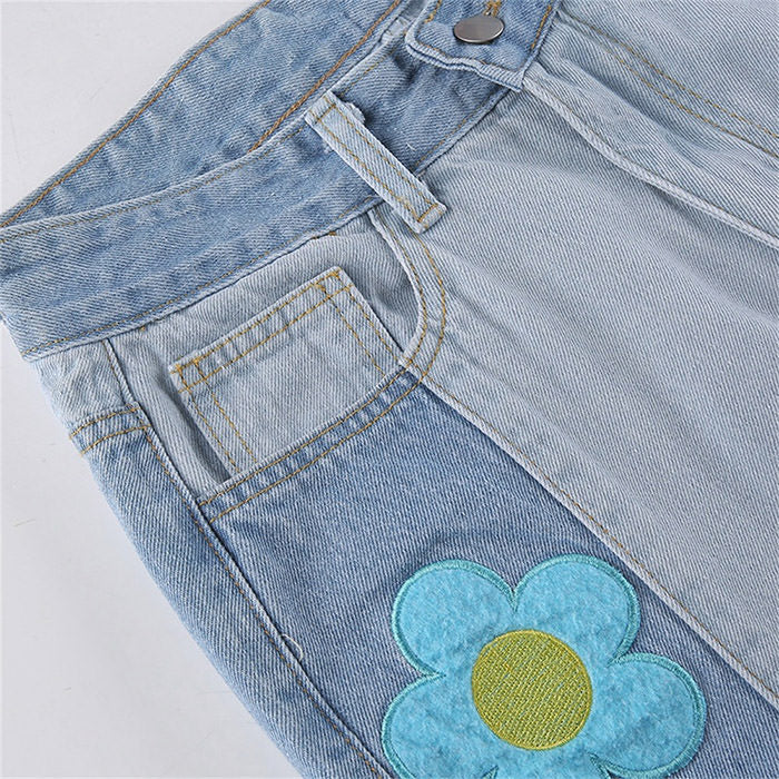 Colorful Flowers Denim Jeans