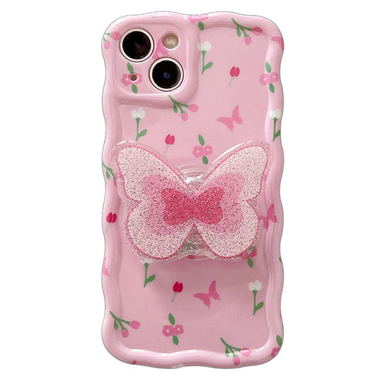 Pink Flowers Butterfly iPhone Case