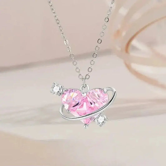 Pink Planet Love Necklace