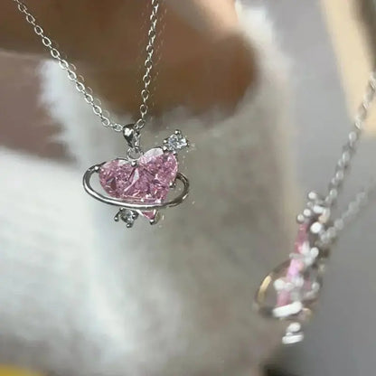 Pink Planet Love Necklace