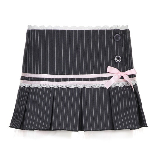 Grey Striped Micro-Mini Skirt