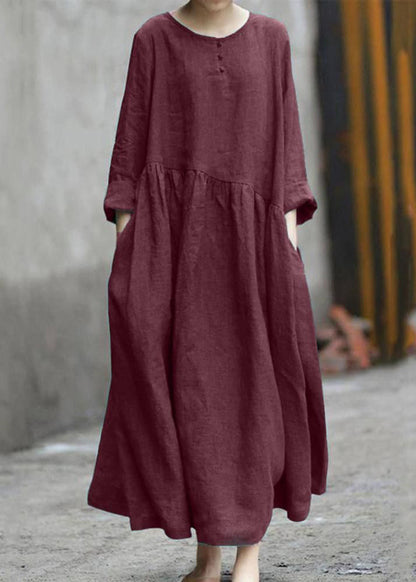 Green Patchwork Long Wrinkled Plus Dresses Size Fall