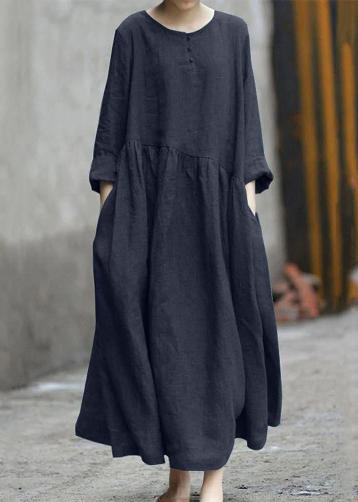 Green Patchwork Long Wrinkled Plus Dresses Size Fall