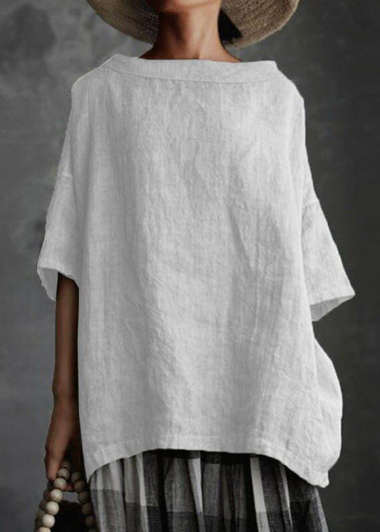 Plus O-Neck T Grey Summer Patchwork Size Solid Shirts