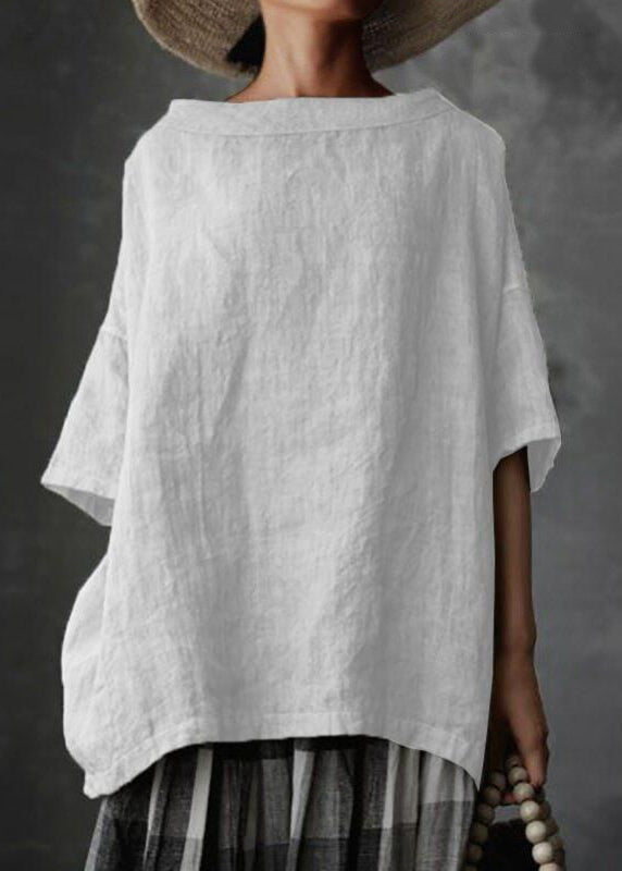 Plus O-Neck T Grey Summer Patchwork Size Solid Shirts