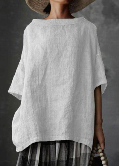 Plus O-Neck T Grey Summer Patchwork Size Solid Shirts