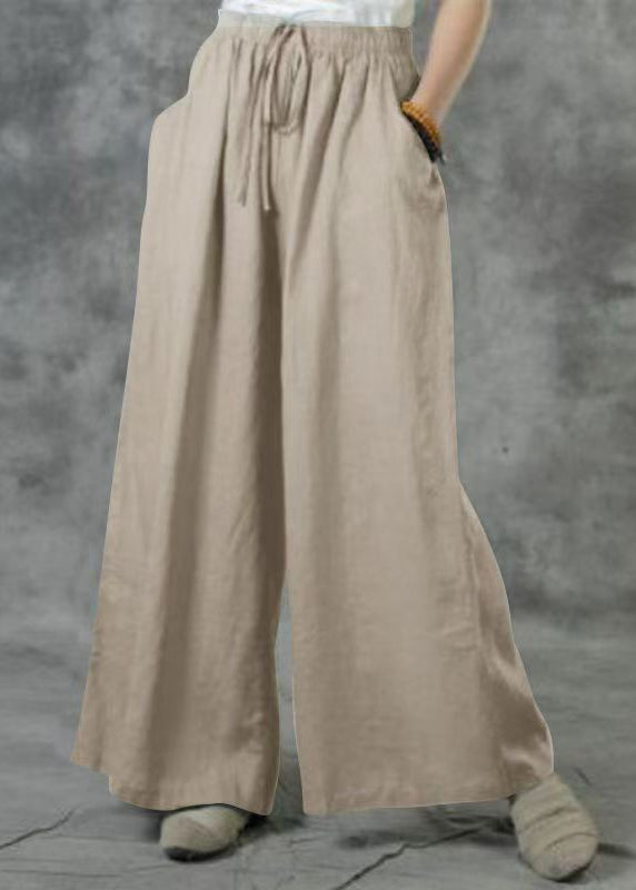 Wide Khaki Leg Waist Plus Summer Elastic Size Pants Pockets
