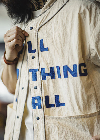 Men Half Sleeve Khaki Pockets Plus Letter Shirts Cotton Size Button
