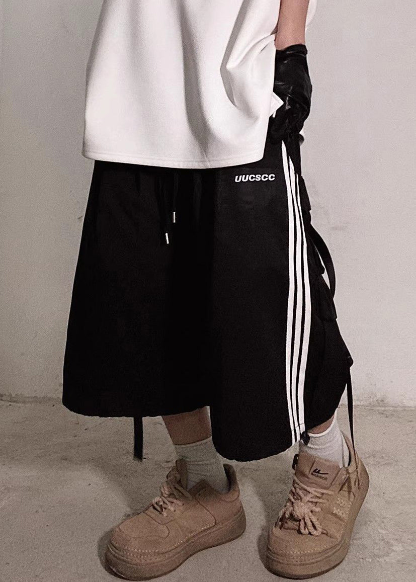 Plus Summer Striped Shorts Cotton White Pockets Men Size