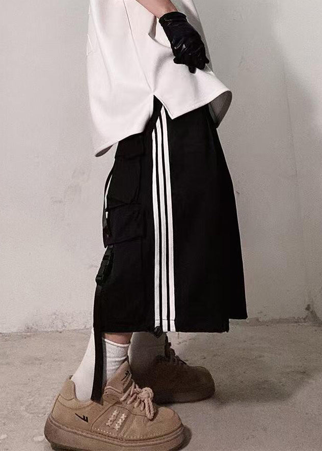 Plus Summer Striped Shorts Cotton White Pockets Men Size