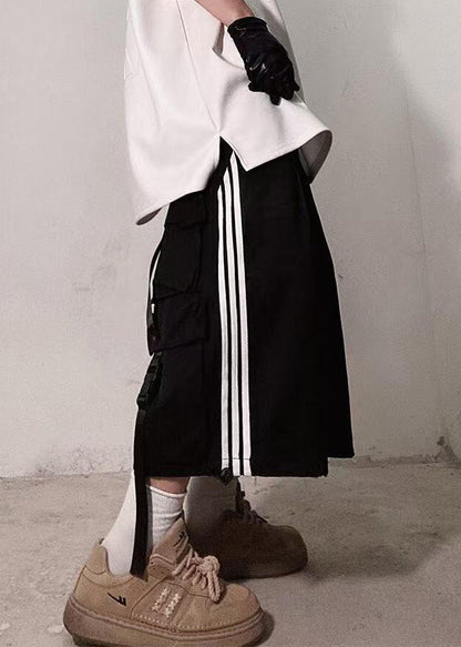 Plus Summer Striped Shorts Cotton White Pockets Men Size