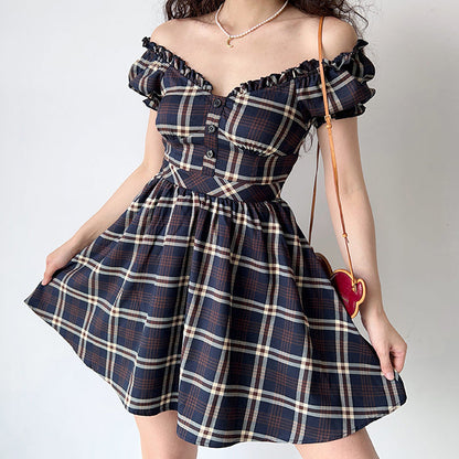 Elegant Black Plaid Dress