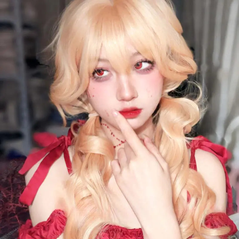 Princess Ame Blonde Curly Wig ON1512 Wonderland Case