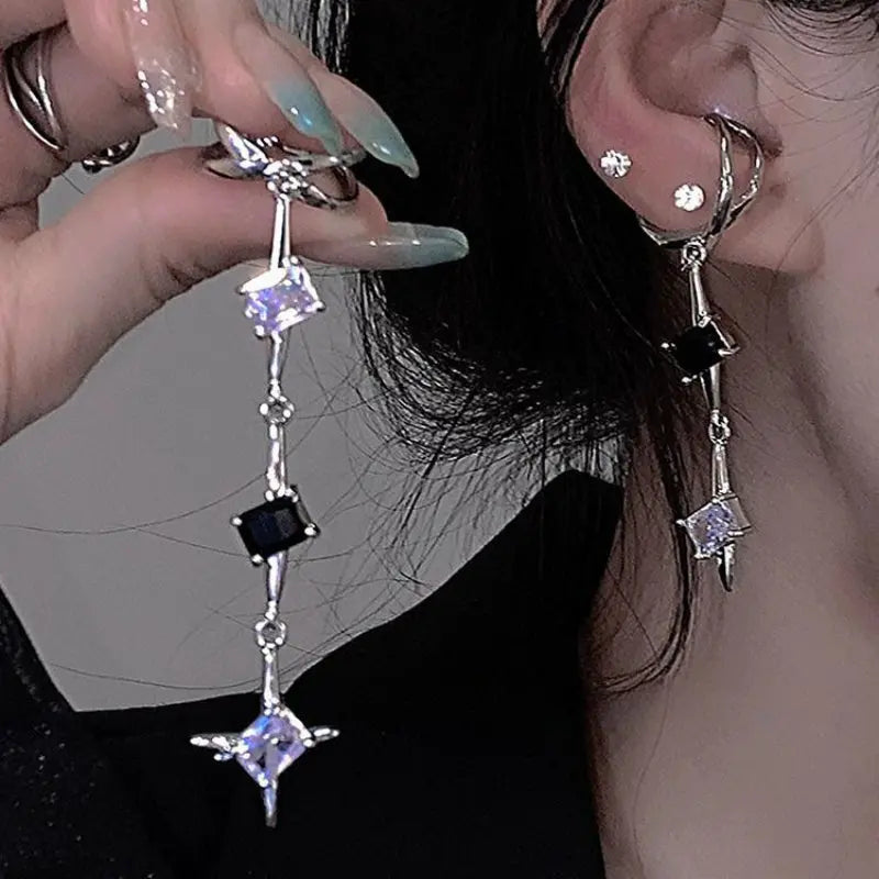 Purple and Black Long Metalic Earring ON1433 spreepickyshop