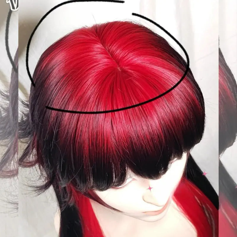 Red Moon Black Red Wig ON1279 spreepickyshop