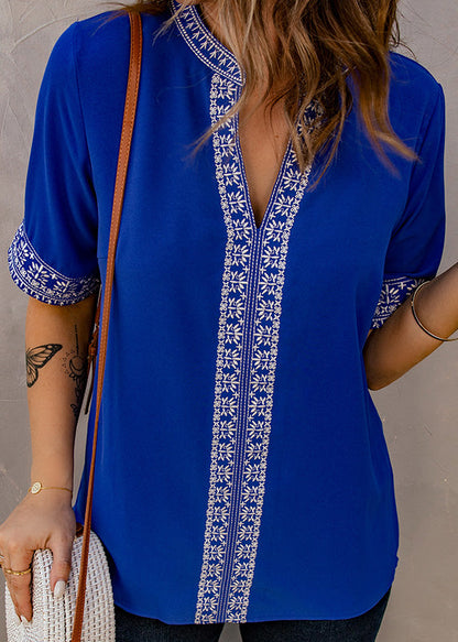 Embroidered Shirts Summer Thin Royal T Blue