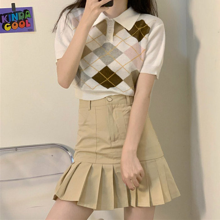 Summer Argyle Collar Top