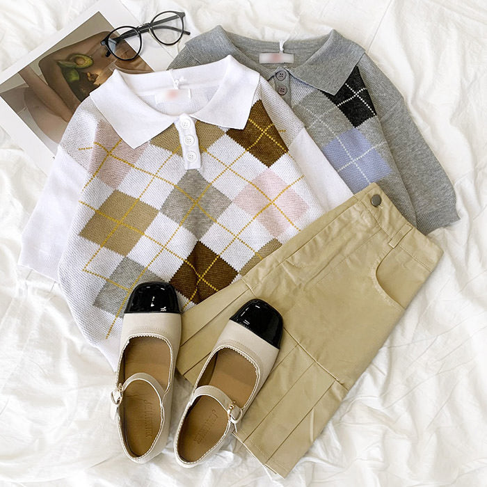 Summer Argyle Collar Top