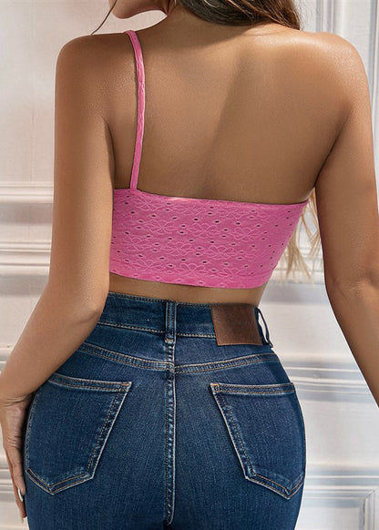 Flower Sexy With Top Shoulder Single Camisole Dimensional Pink