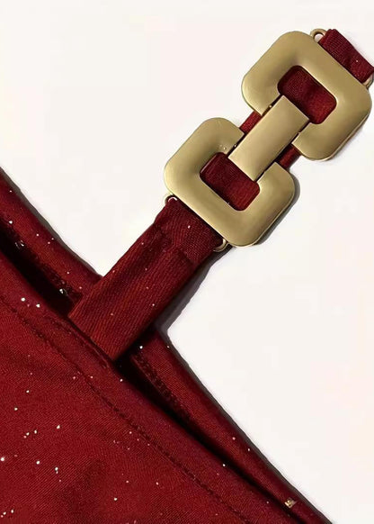 Fall Mid Mulberry Slim Fit Dresses Cold Sequins Shoulder