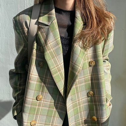 Elegant Loose Plaid Jacket