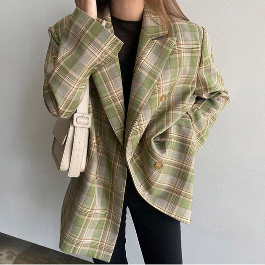 Elegant Loose Plaid Jacket