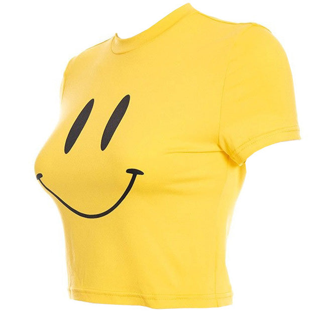 Smiley Face Yellow Crop Top