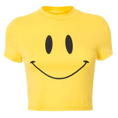 Smiley Face Yellow Crop Top