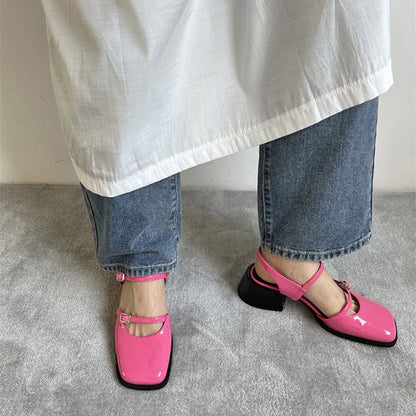 Square Toe Mary Jane Shoes W697