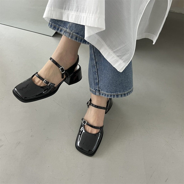 Square Toe Mary Jane Shoes W697