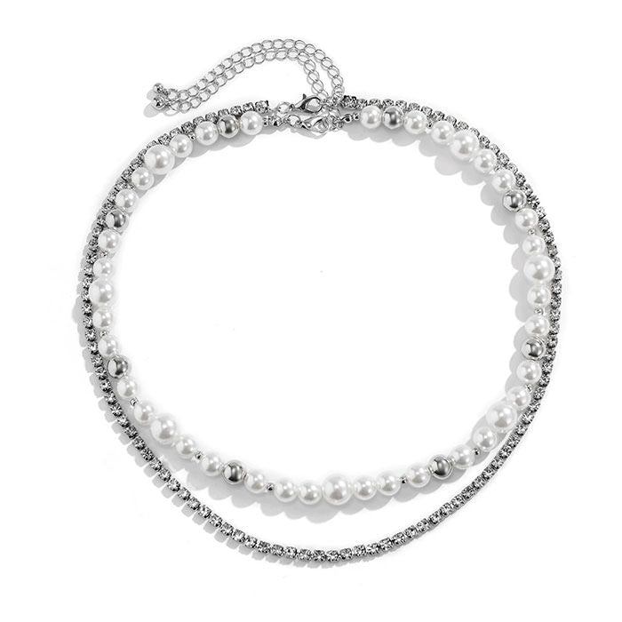 Pearl Diamond Layered Necklace