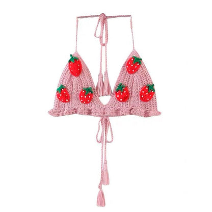 Strawberry Crochet Top and Skirt Set