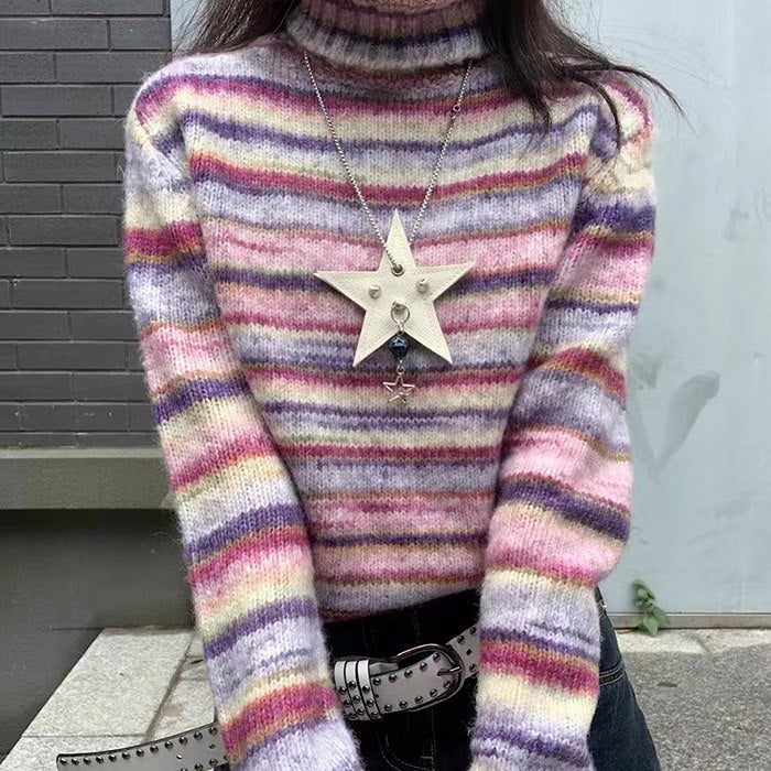 Striped Turtleneck Sweater