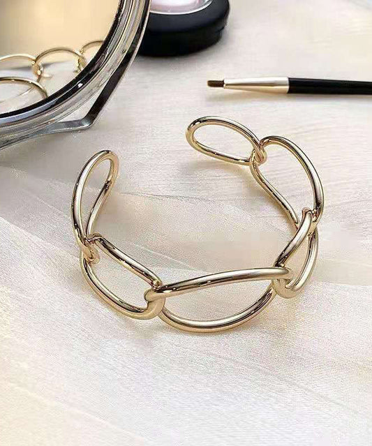 Hollow Out Cuff Metal Open Chain Gold Style