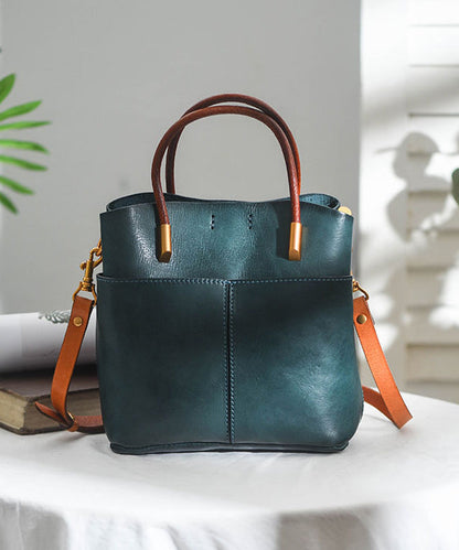 Style Large Durable Leather Orange Handbag Tote