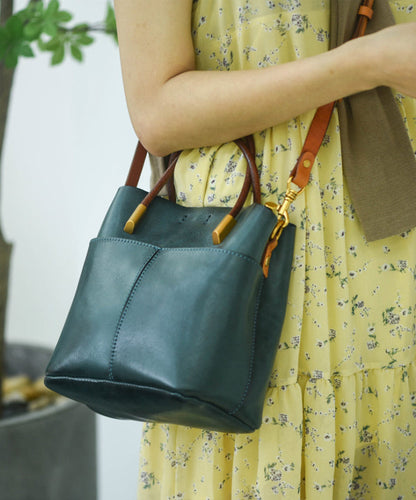 Style Large Durable Leather Orange Handbag Tote